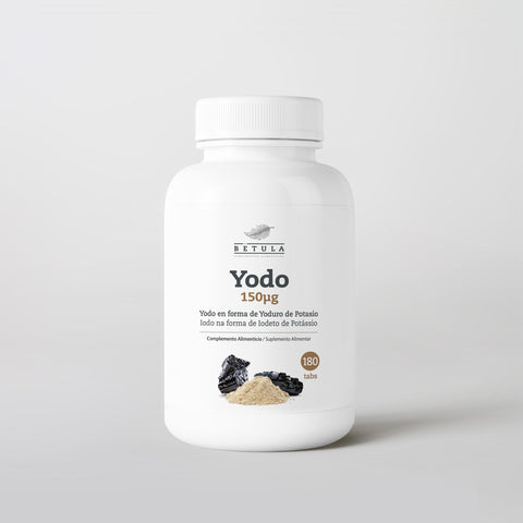 Yodo 150 µg Bétula, suplemento de iodo como iodeto de potássio, frasco de 180 comprimidos