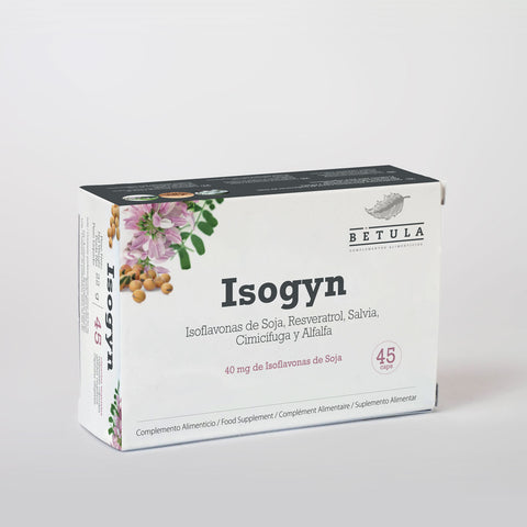 Isogyn Bétula, isoflavonas de soja com resveratrol, sálvia e cimicífuga, frasco de 45 cápsulas