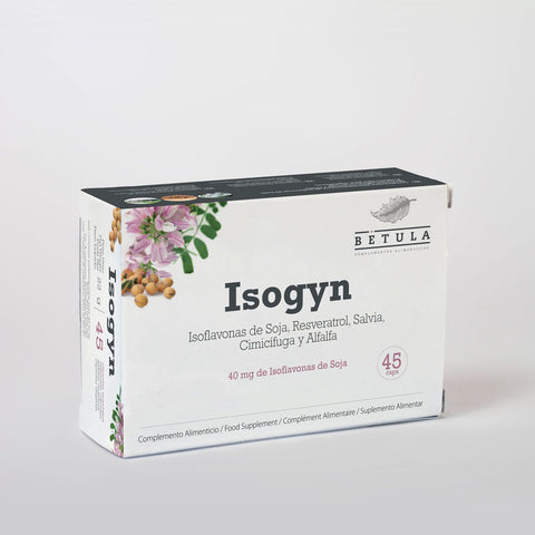 Isogyn Bétula, isoflavonas de soja com resveratrol, sálvia e cimicífuga, frasco de 45 cápsulas