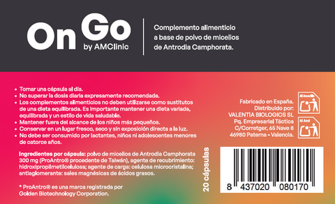 OnGo Antrodia Camphorata ProAntro® 60 Cápsulas AMClinic