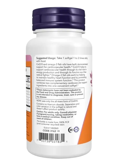 Co-Enzyme Q10 C/Omega 60mg 60caps Now NOW