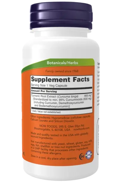 Curcumin Turmeric Extrato 95% 665mg 60caps Now NOW
