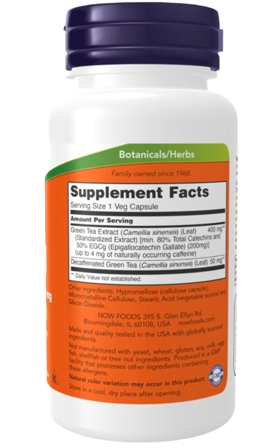 Extracto de té verde: EGCG 400 mg 90 cápsulas Now