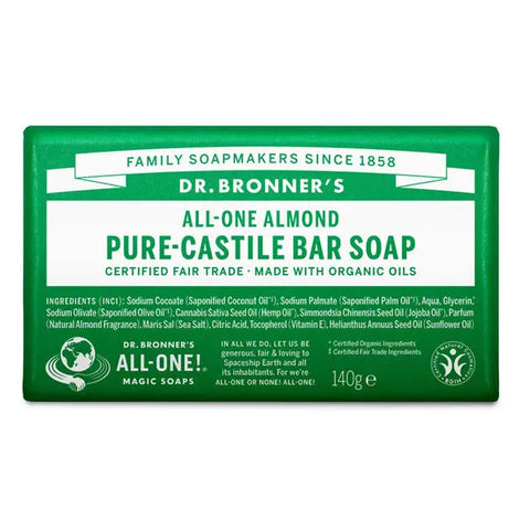 Dr Bronner's Sabonete Sólido Biológico Amêndoa 140g - Viva Saudável
