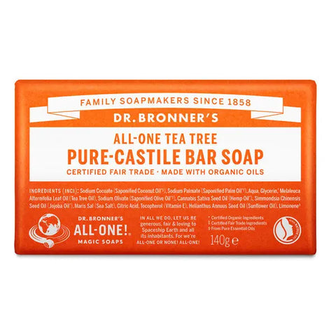 Dr Bronner's Sabonete Sólido Biológico Árvore do Chá140g - Viva Saudável
