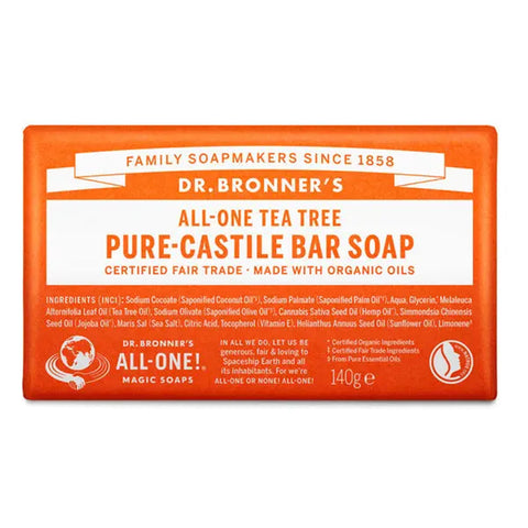 Dr Bronner's Sabonete Sólido Biológico Árvore do Chá140g - Viva Saudável