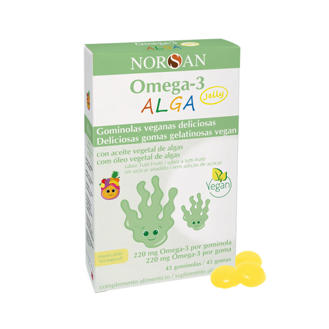 NORSAN Ómega-3 ALGA Jelly 45 gomas — ómega 3 de algas para crianças, sem peixe nem gelatina
