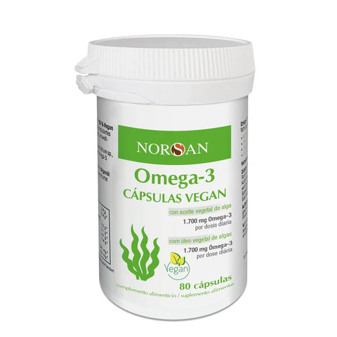 NORSAN Ómega-3 Cápsulas VEGAN 80 cápsulas — DHA vegano e EPA de óleo de algas