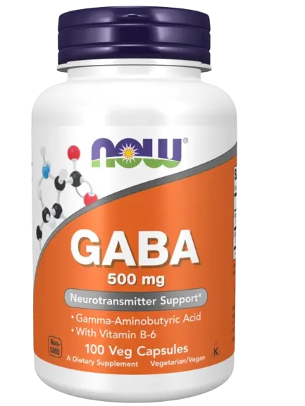 Gaba + Vitamina B6 500mg 100 cápsulas Now - Viva Saudável
