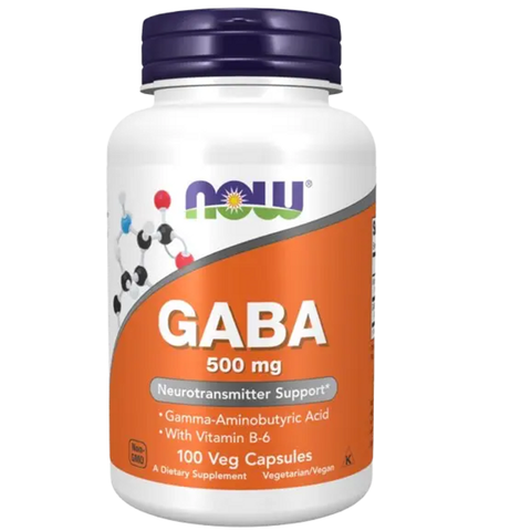 Gaba + Vitamina B6 500mg 100 cápsulas Now - Viva Saudável