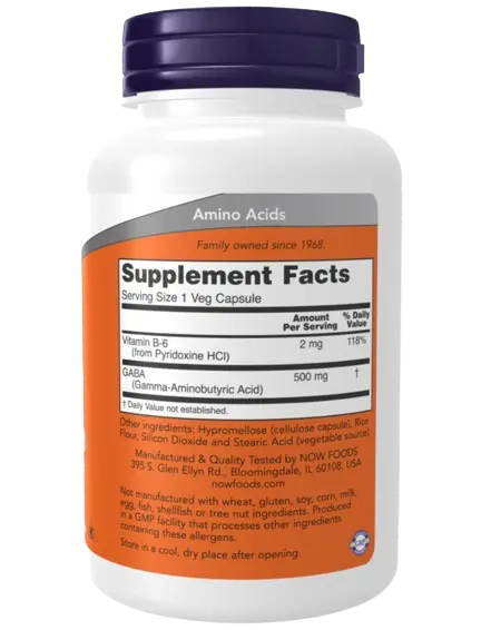 Gaba + Vitamina B6 500mg 100 cápsulas Now NOW
