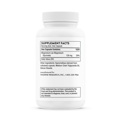 Magnesium Glycinate 90 cap Thorne - magnésio quelado de alta absorção para relaxamento muscular, sono reparador e recuperação pós-treino