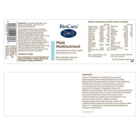 Male Multinutrient 60 Caps Biocare - Viva Saudável