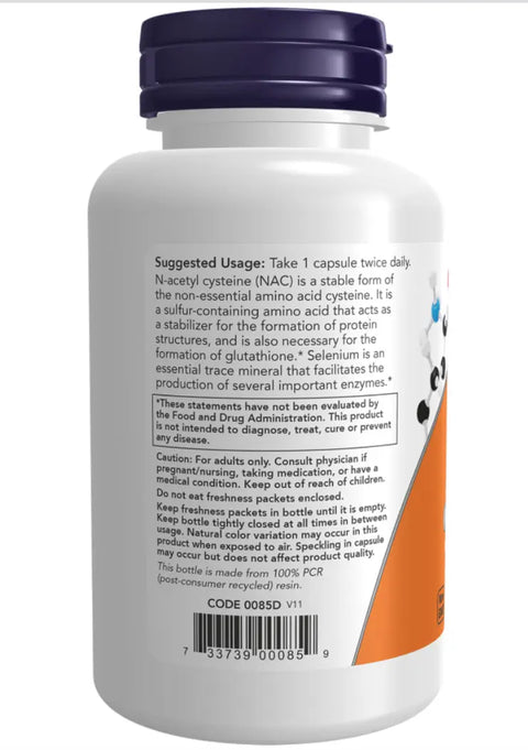Nac Acetyl Cysteine 600mg 100caps Now - Viva Saudável