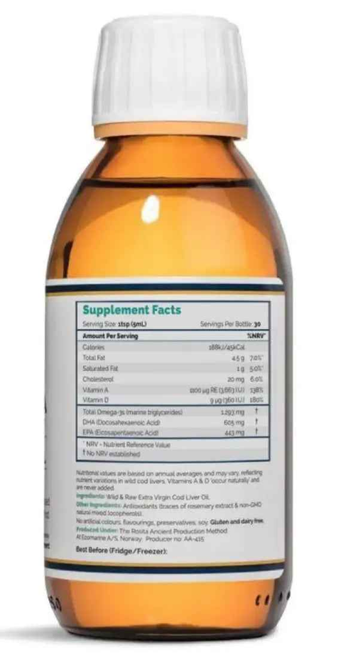 Óleo de Fígado de Bacalhau Rosita 150 ml - Viva Saudável