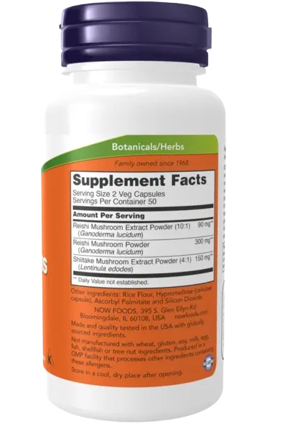 Reishi & Shitake Mushrooms 270mg 100caps Now NOW
