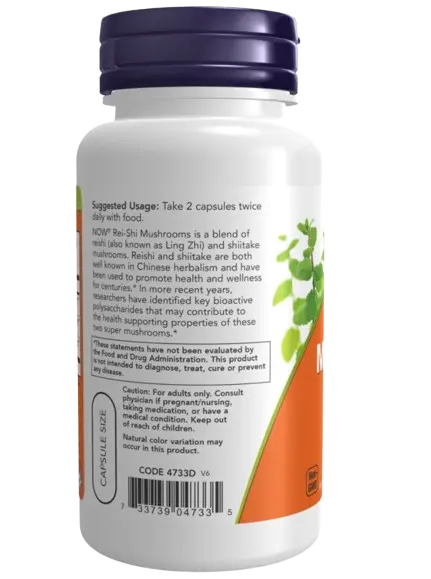 Reishi & Shitake Mushrooms 270mg 100caps Now NOW