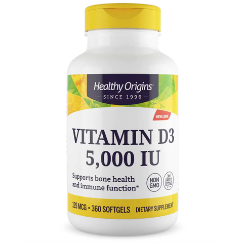 Vitamin D3 5.000 IU 360 softgel Healthy Origins - Viva Saudável