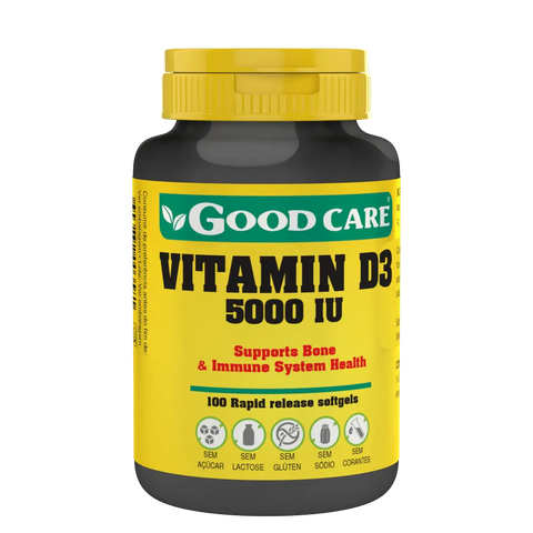 Vitamin D3 5000iu 100 cápsulas Good Care - Viva Saudável