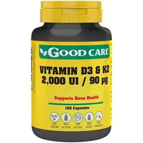 Vitamin D3 & K2 2000 ui 90 µg 120 cápsulas Good Care - Viva Saudável
