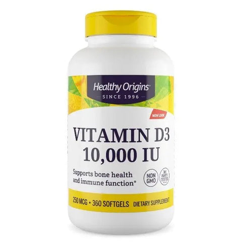 Vitamina D3 10.000 IU 360 softgel Healthy Origins - Viva Saudável