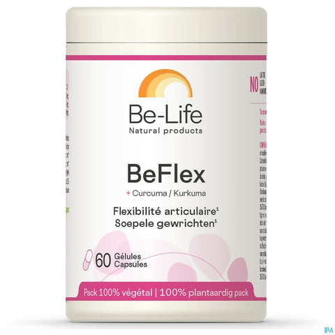 Be-Flex Be-Life, embalagem de 60 cápsulas com MSM, cúrcuma, urtiga, bromelina e papaína
