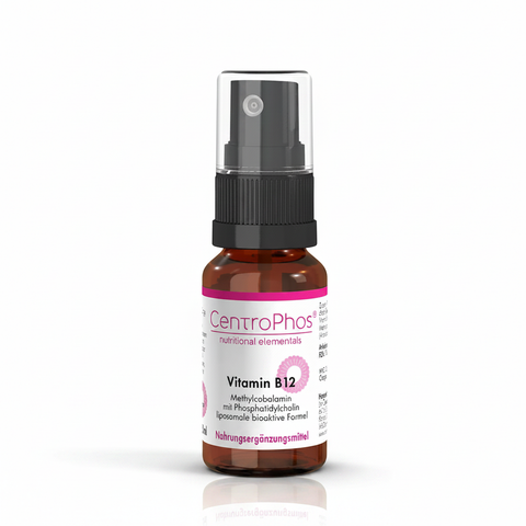 Vitamina B12 Lipossomal CentroPhos – embalagem sobre fundo branco