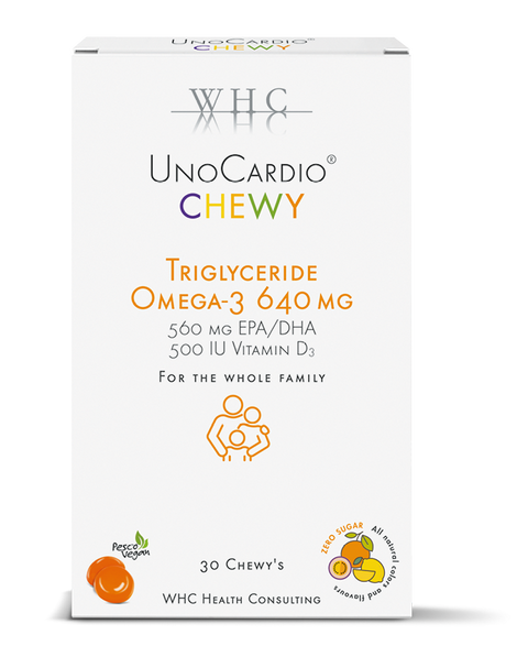 UnoCardio Chewy – 640 mg Ómega 3 + Vit D3 30 Chew WHC