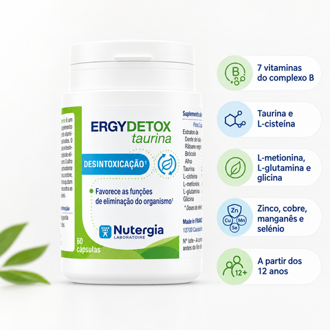 ERGYDETOX Taurina com badges informativos