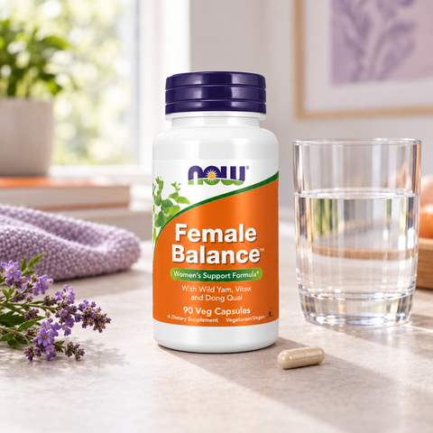 Female Balance NOW Foods – embalagem numa rotina diária