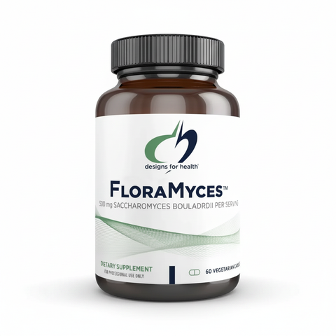 FloraMyces Designs for Health – embalagem sobre fundo branco