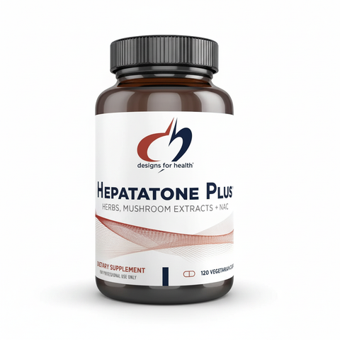 Hepatatone Plus Designs for Health – embalagem sobre fundo branco