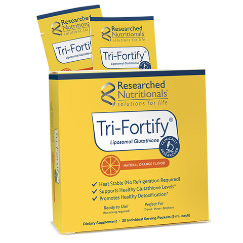 Tri-Fortify Laranja Researched Nutritionals – embalagem de 20 saquetas