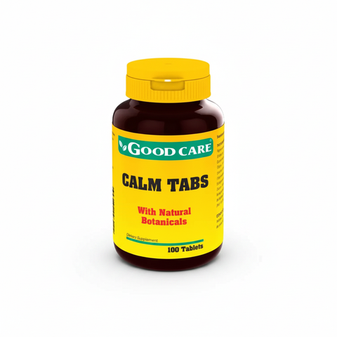 Frasco Good Care Calm Tabs com 100 comprimidos sobre fundo branco