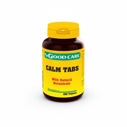 Frasco Good Care Calm Tabs com 100 comprimidos sobre fundo branco