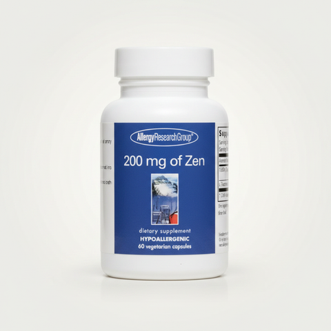 200 mg Zen Allergy Research Group – embalagem sobre fundo branco