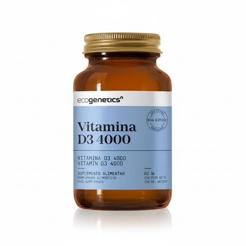 Vitamina D3 4000 UI Ecogenetics – embalagem sobre fundo branco