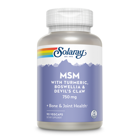 MSM com Cúrcuma, Boswellia e Harpagófito 90 Cápsulas Vegetais Solaray – Viva Saudável