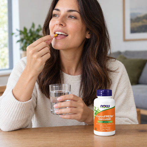 Pessoa a utilizar CurcuFRESH Curcumin NOW