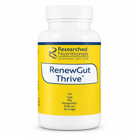 RenewGut Thrive Researched Nutritionals – embalagem sobre fundo branco