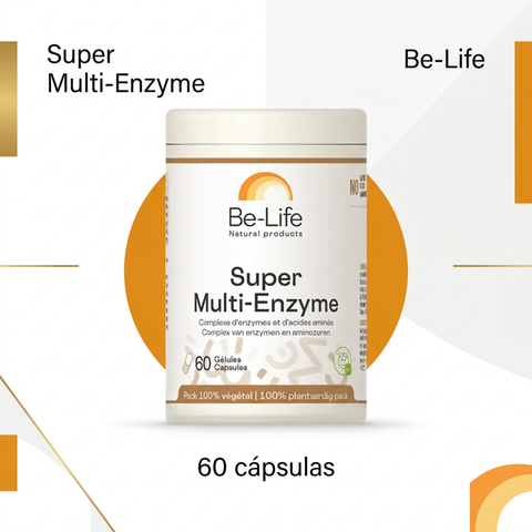 Super Multi-Enzyme Be-Life com destaques informativos