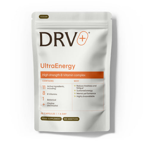 UltraEnergy DRV+ (DR.VEGAN) – complejo de vitaminas B sin estimulantes, 30 cápsulas veganas – envase