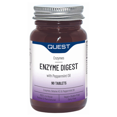 Enzyme Digest Quest 90+45 comprimidos – enzimas digestivas com betaína e hortelã-pimenta