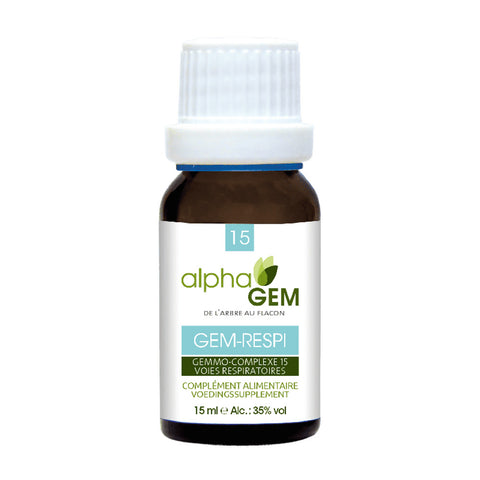 Gem-Respi 15 Alphagem 15 ml – complexo de gemoterapia com carpino, amieiro, groselheira-negra e roseira-brava