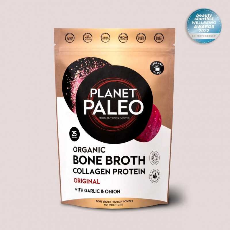 Organic Bone Broth Collagen Original Garlic& Onion 225 grPlanet Paleo