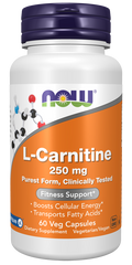 L-carnitina 250 mg NOW Foods – 60 cápsulas vegetais
