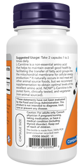 L-carnitina 250 mg NOW Foods – 60 cápsulas vegetais – imagem 3
