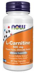 L-carnitina 500 mg NOW Foods – 60 cápsulas vegetais
