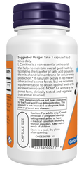 L-carnitina 500 mg NOW Foods – 60 cápsulas vegetais – imagem 3