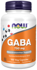 GABA 750 mg NOW Foods – 100 cápsulas vegetais